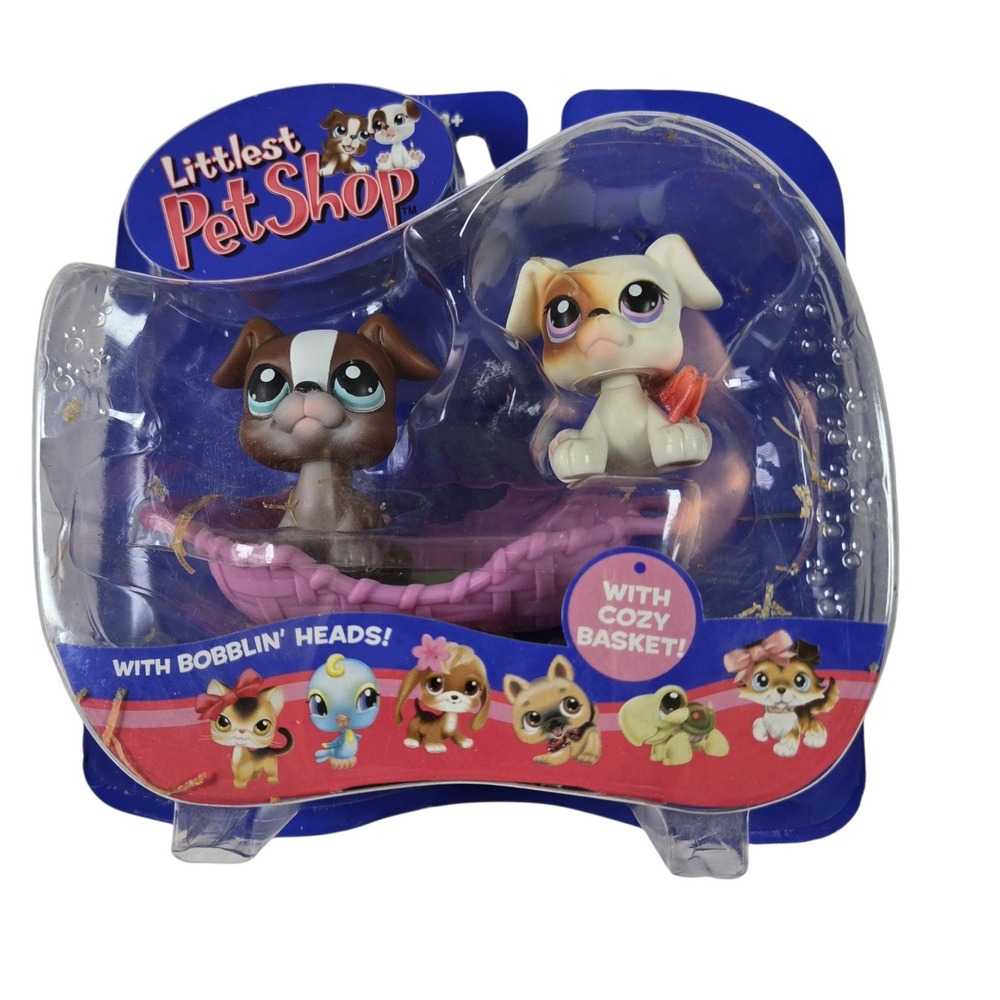 NEW Littlest Pet Shop LPS Pet Pairs Hasbro Boxer Dogs Bobble Head 2005 NIP